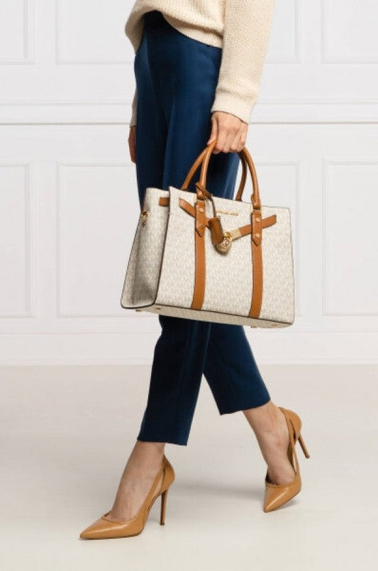 White mk nouveau hamilton large satchel bag with dust bag