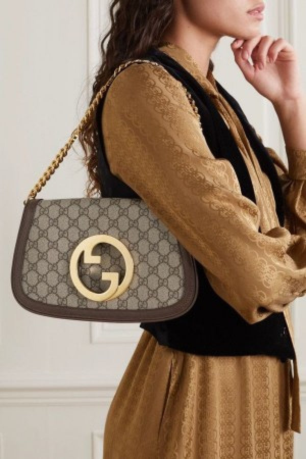 Gucci 699210 Blondie Bag In GG Coated Canvas Leather bag with box