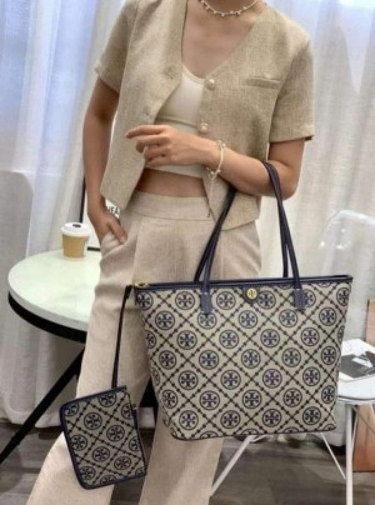 Tory Burch T Monogram Tote With & Dust Bag & Extra