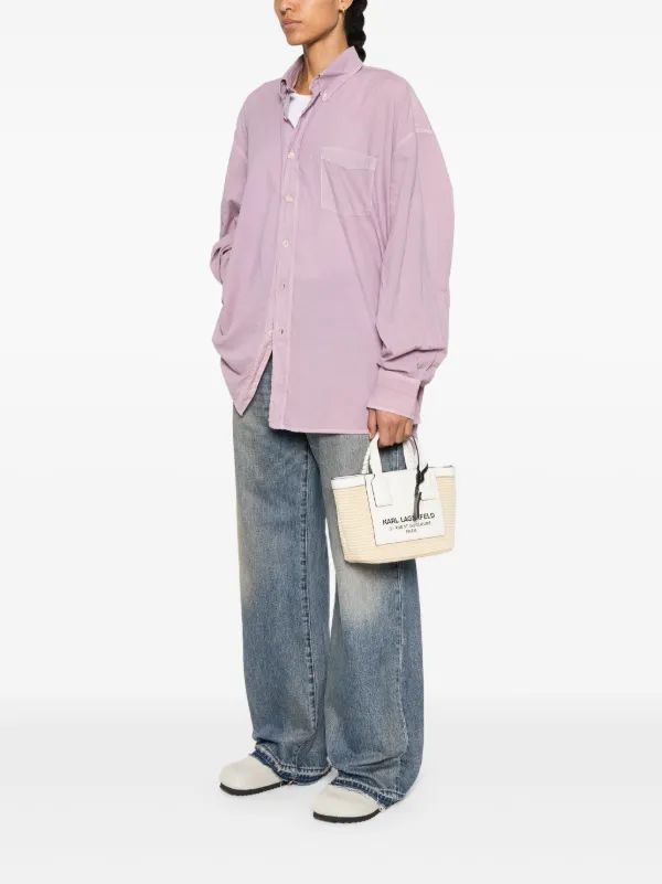 KARL LAGERFELD LEATHER STRUCTURED HANDHELD BAG