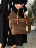 Michael Kors Jet Set Brown Travel Tote With Wallet