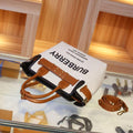 Burberry HorseFerry House Canvas Tote Bag With Dust bag Sling belt Pouch Card