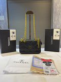 Chanel Woven Metal Lambskin Quilted Small Flap Black Gold with box