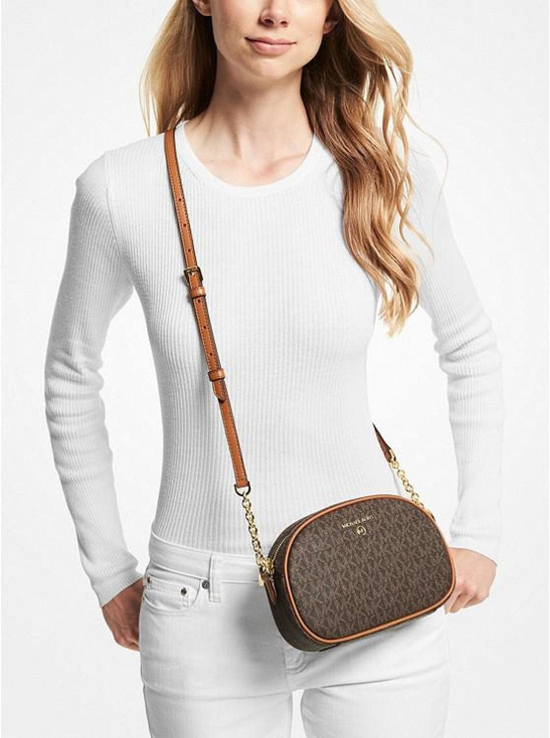 Michael Kors jet set charm small camera crossbody purse bag handbag messenger mk with box